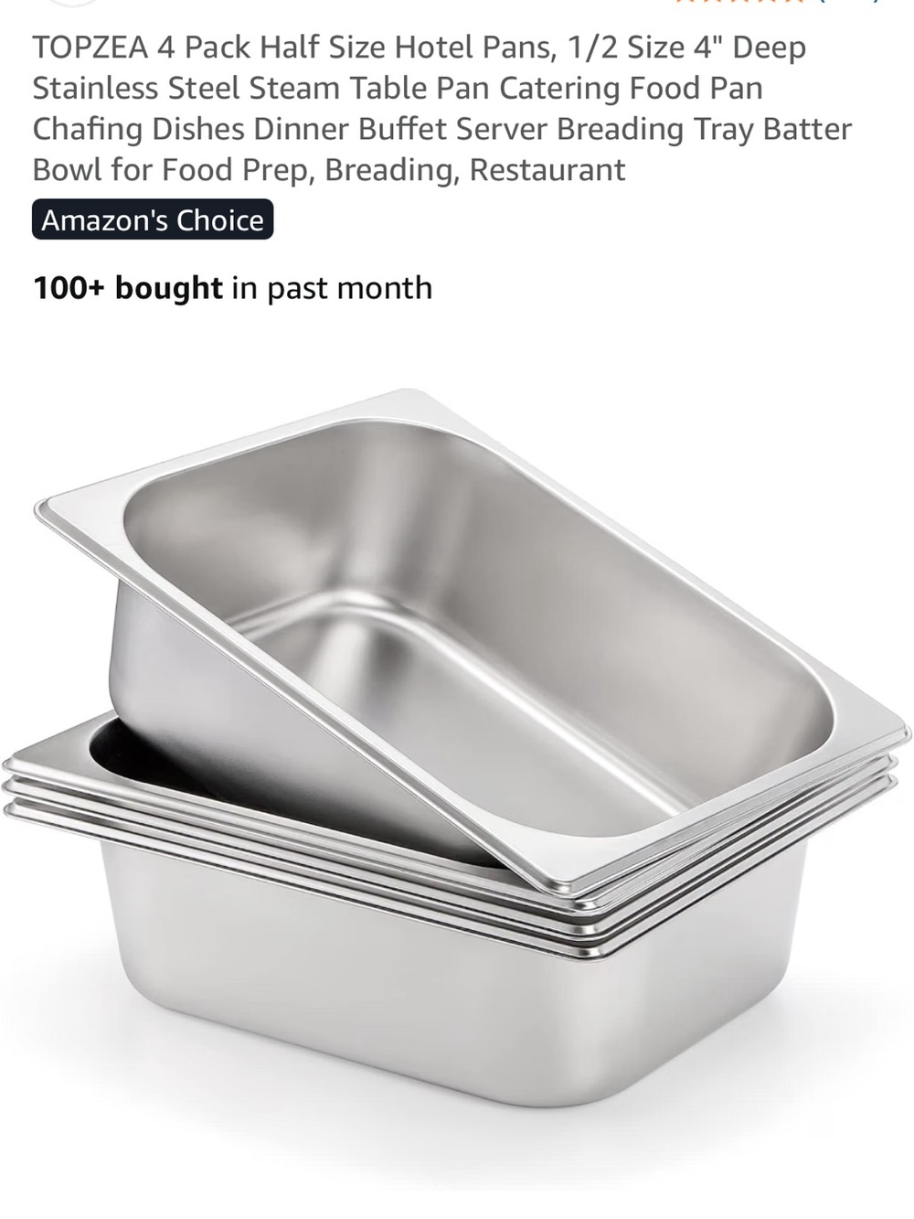SET OF 2 Stainless Steel Half Size Hotel Catering Pans